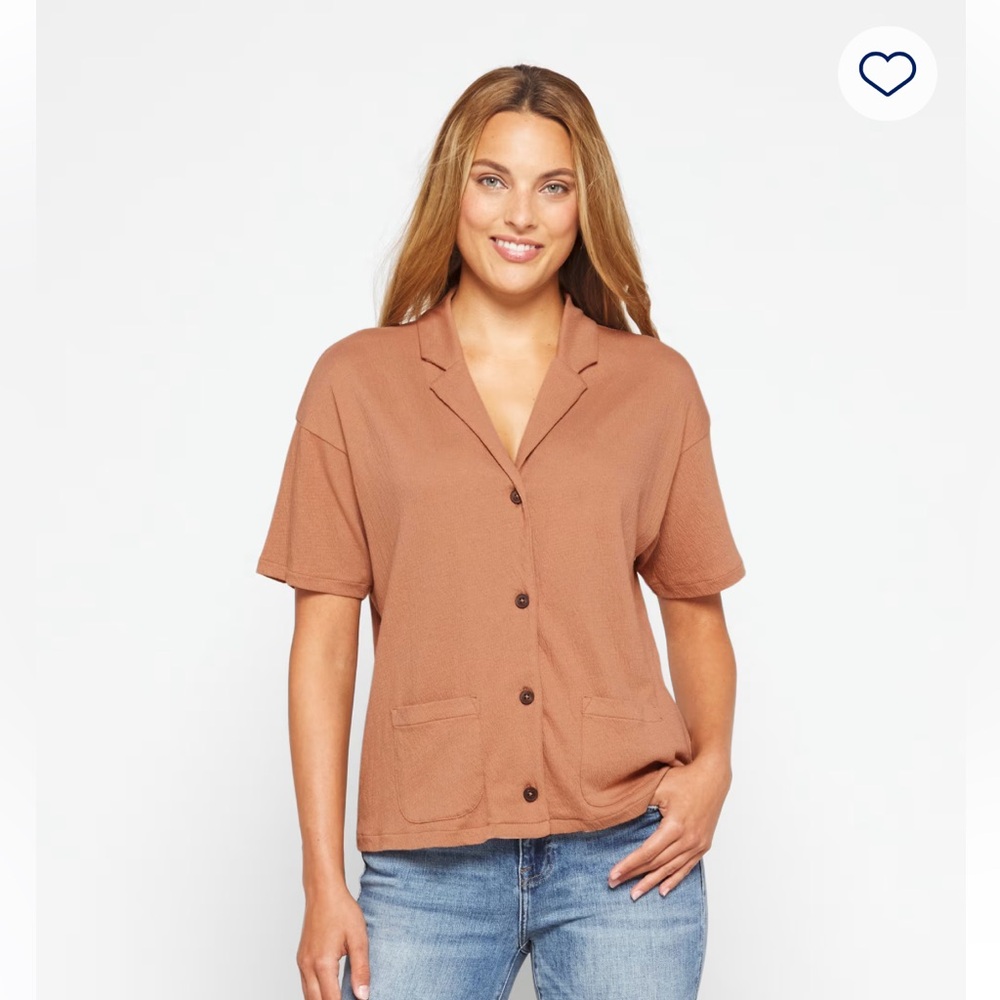 Madewell Taupe Short-Sleeve Blouse Size XL
